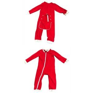 C&L Boutique Buttflap Red Zip Sleeper Long Size 3T Toddler Red‎ White Christmas